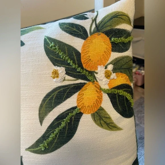 Lemon Embroidered Throw Pillow - Picture 4 of 8